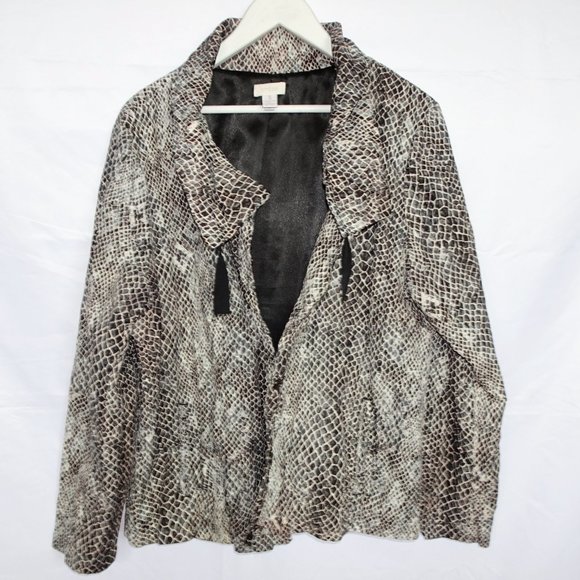 Chico's Jackets & Blazers - Chicos Snake Print Nylon Crinkle Light Jacket